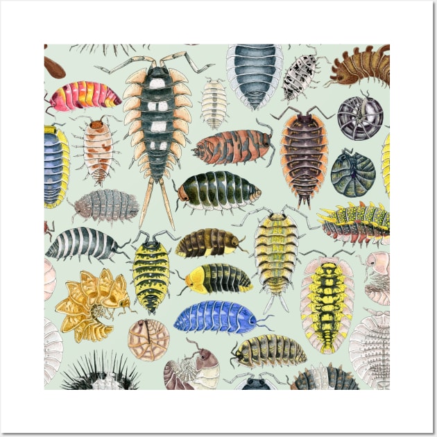 Crazy Isopod Pattern- Aqua Wall Art by paintedpansy